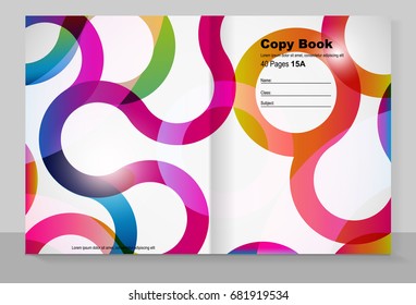 Cover copybook with abstract loop lines background, vector design.
