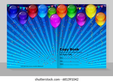 Portar el copybook con globos, diseño vectorial. 