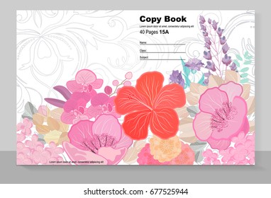 Cover copybook with floral pattern.