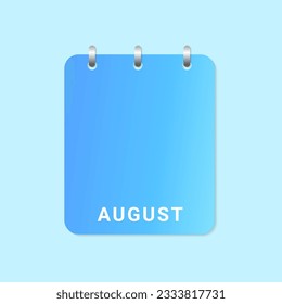 cover Daily calendar  of August month on white paper note. vector
