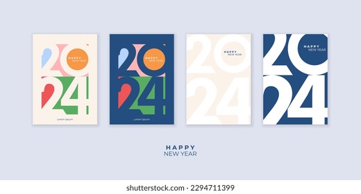 Cover design of 2024 happy new year. Strong typography. Colorful and easy to remember. Happy new year 2024 design poster. svg