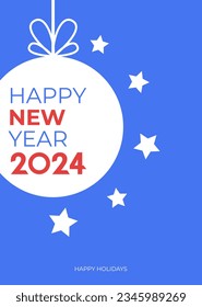 Cover design of 2024 happy new year. Strong typography. Colorful and easy to remember. Happy new year 2024 design poster.