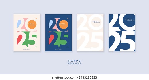Cover design of 2025 happy new year. Strong typography. Colorful and easy to remember. Happy new year 2025 design poster.