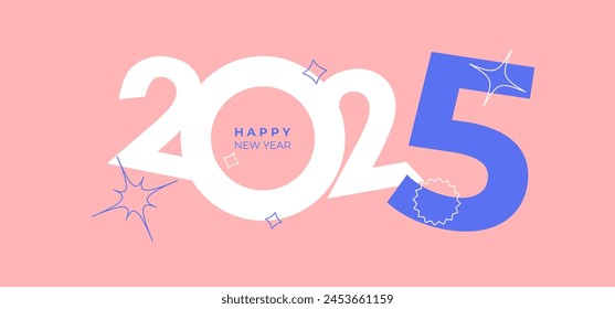 Cover design of 2025 happy new year. Y2k style holiday cover. Colorful and easy to remember. Happy new year 2025 design background