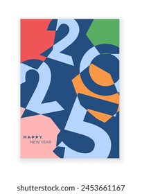 Cover design of 2025 happy new year. Strong typography. Colorful and easy to remember. Happy new year 2025 design poster.