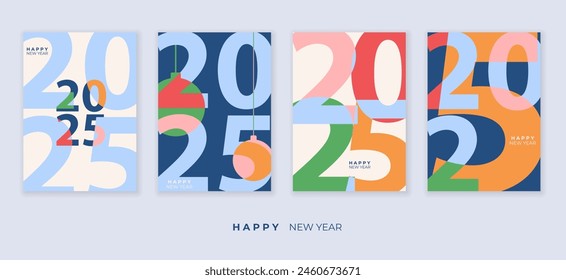 Cover design of 2025 happy new year. Strong typography. Colorful and easy to remember. Happy new year 2025 design poster.