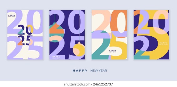 Cover design of 2025 happy new year. Strong typography. Colorful and easy to remember. Happy new year 2025 design poster.