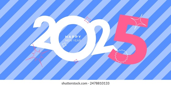 Diseño de la cubierta de 2025 feliz año nuevo. Cubierta de vacaciones estilo Y2k. Colorido y fácil de recordar. Feliz año nuevo 2025 fondo de diseño