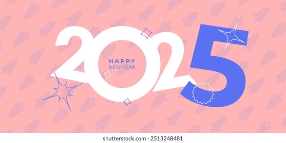 Cover design of 2025 happy new year. Y2k style holiday cover. Colorful and easy to remember. Happy new year 2025 design background