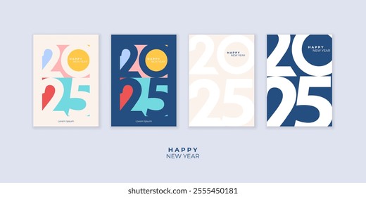 Cover design of 2025 happy new year. Strong typography. Colorful and easy to remember. Happy new year 2025 design poster.