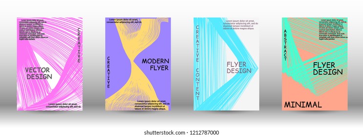 Cover design. 3D distorted lines for brochure, sound poster. Trendy geometric patterns. EPS10 Vector Design.