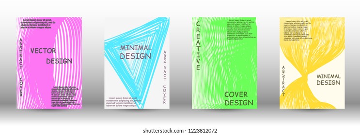 Cover design. 3D distorted lines for brochure, sound poster. Trendy geometric patterns. EPS10 Vector Design.