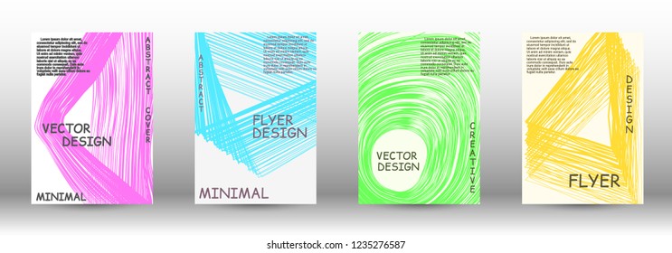 Cover design. 3D distorted lines for brochure, sound poster. Trendy geometric patterns. EPS10 Vector Design.