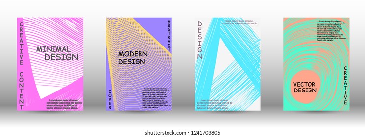 Cover design. 3D distorted lines for brochure, sound poster. Trendy geometric patterns. EPS10 Vector Design.