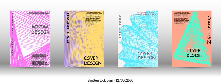 Cover design. 3D distorted lines for brochure, sound poster. Trendy geometric patterns. EPS10 Vector Design.