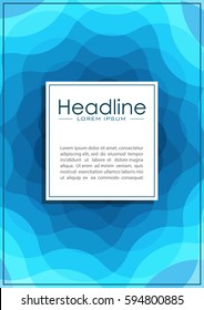 Cover design in A4 with wavy blue abstract lines. Good for web publications and print. Vector.