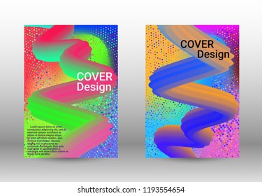 Cover design. Abstract 3d Gradient Background with Colorful Liquid. Modern Wave Flow Shape.   Modern Vector Illustration.