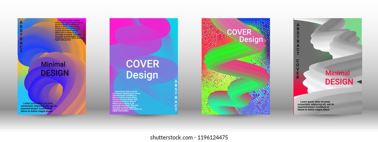 Cover design. Abstract 3d Gradient Background with Colorful Liquid. Modern Wave Flow Shape.   Modern Vector Illustration.