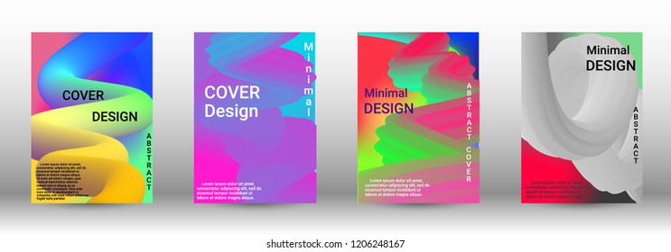 Cover design. Abstract 3d Gradient Background with Colorful Liquid. Modern Wave Flow Shape.   Modern Vector Illustration.
