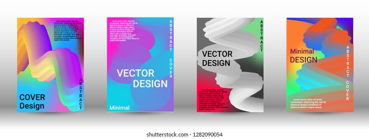 Cover design. Abstract 3d Gradient Background with Colorful Liquid. Modern Wave Flow Shape.   Modern Vector Illustration.