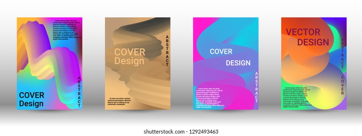 Cover design. Abstract 3d Gradient Background with Colorful Liquid. Modern Wave Flow Shape.   Modern Vector Illustration.