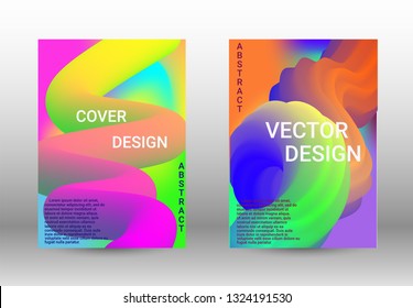 Cover design. Abstract 3d Gradient Background with Colorful Liquid. Modern Wave Flow Shape.   Modern Vector Illustration.