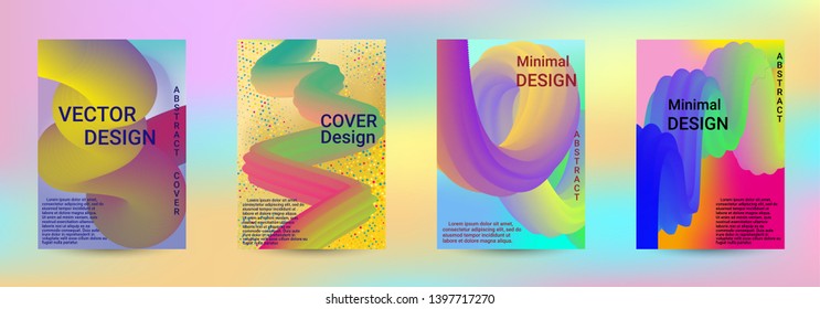 Cover design. Abstract 3d Gradient Background with Colorful Liquid. Modern Wave Flow Shape. Modern Vector Illustration.