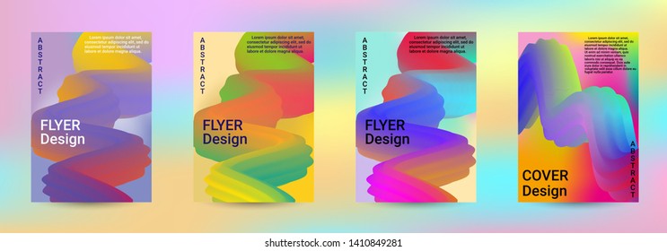 Cover design. Abstract 3d Gradient Background with Colorful Liquid. Modern Wave Flow Shape. Modern Vector Illustration.