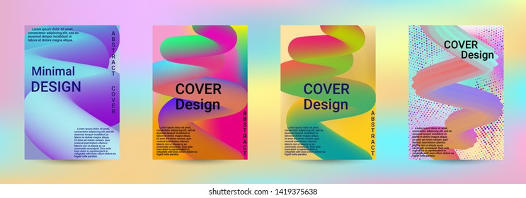 Cover design. Abstract 3d Gradient Background with Colorful Liquid. Modern Wave Flow Shape. Modern Vector Illustration.