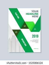 Cover design abstract background, business brochure, green color flyer, template in a4 size. Book, magazine, corporate presentation, annual report, poster, portfolio, banner