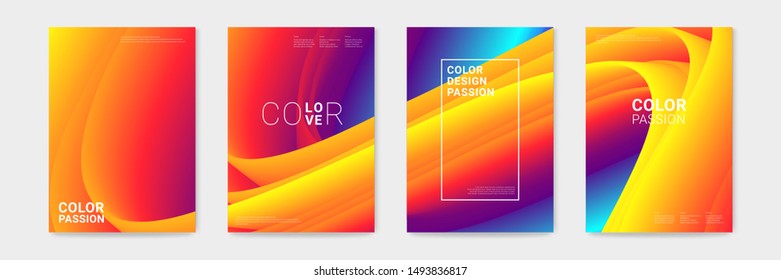 Cover design with abstract background color pattern and waves of color flow with motion of curved lines. EPS 10