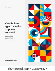 Cover design abstract bauhaus minimal 20s geometric style with geometry figures and shapes circle, triangle. square. Human psychology and mental health concept illustration. Vector 10 eps
