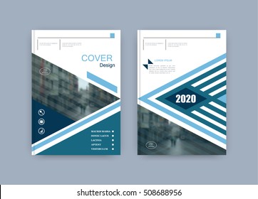 Cover design. Abstract composition. Set of A4 brochure title sheet. Dark blue, white colors. Interesting geometric shapes. Creative. Book. Vector illustration.