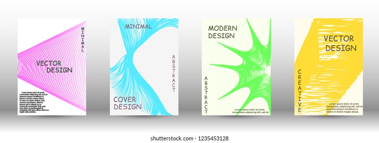 Cover design. Abstract cover with the effect of movement and distortion. Trendy geometric patterns. EPS10 Vector Design.