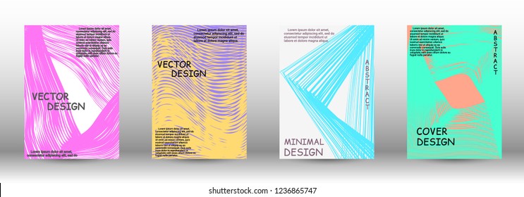 Cover design. Abstract cover with the effect of movement and distortion. Trendy geometric patterns. EPS10 Vector Design.