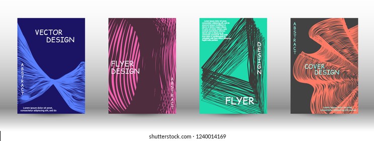 Cover design. Abstract cover with the effect of movement and distortion. Trendy geometric patterns. EPS10 Vector Design.