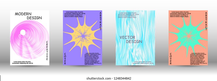 Cover design. Abstract cover with the effect of movement and distortion. Trendy geometric patterns. EPS10 Vector Design.