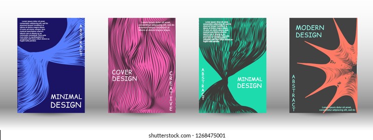 Cover design. Abstract cover with the effect of movement and distortion. Trendy geometric patterns. EPS10 Vector Design.