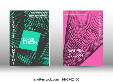Cover design. Abstract cover with the effect of movement and distortion. Trendy geometric patterns. EPS10 Vector Design.