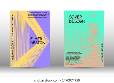 Cover design. Abstract cover with the effect of movement and distortion. Trendy geometric patterns. EPS10 Vector Design.