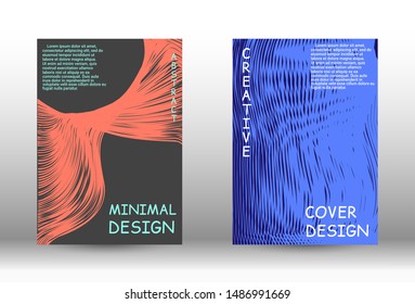 Cover design. Abstract cover with the effect of movement and distortion. Trendy geometric patterns. EPS10 Vector Design.