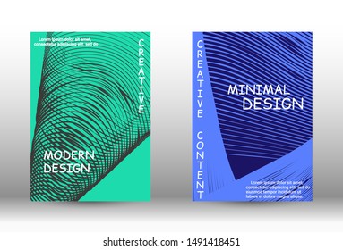 Cover design. Abstract cover with the effect of movement and distortion. Trendy geometric patterns. EPS10 Vector Design.