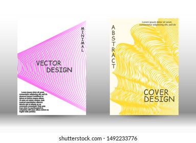 Cover design. Abstract cover with the effect of movement and distortion. Trendy geometric patterns. EPS10 Vector Design.