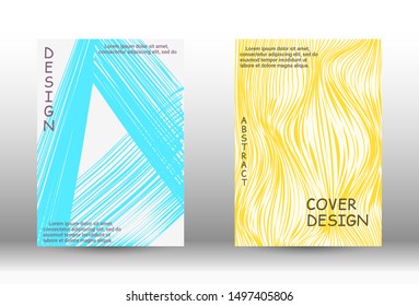 Cover design. Abstract cover with the effect of movement and distortion. Trendy geometric patterns. EPS10 Vector Design.