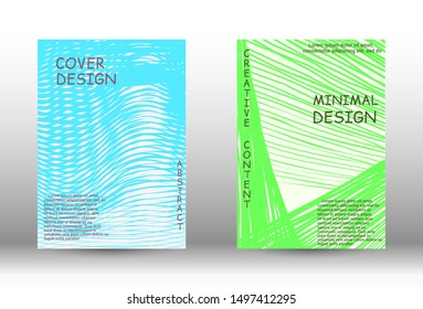 Cover design. Abstract cover with the effect of movement and distortion. Trendy geometric patterns. EPS10 Vector Design.