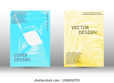 Cover design. Abstract cover with the effect of movement and distortion. Trendy geometric patterns. EPS10 Vector Design.