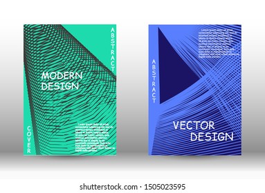 Cover design. Abstract cover with the effect of movement and distortion. Trendy geometric patterns. EPS10 Vector Design.