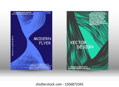 Cover design. Abstract cover with the effect of movement and distortion. Trendy geometric patterns. EPS10 Vector Design.