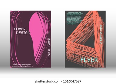Cover design. Abstract cover with the effect of movement and distortion. Trendy geometric patterns. EPS10 Vector Design.