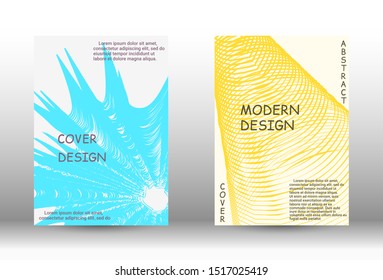 Cover design. Abstract cover with the effect of movement and distortion. Trendy geometric patterns. EPS10 Vector Design.